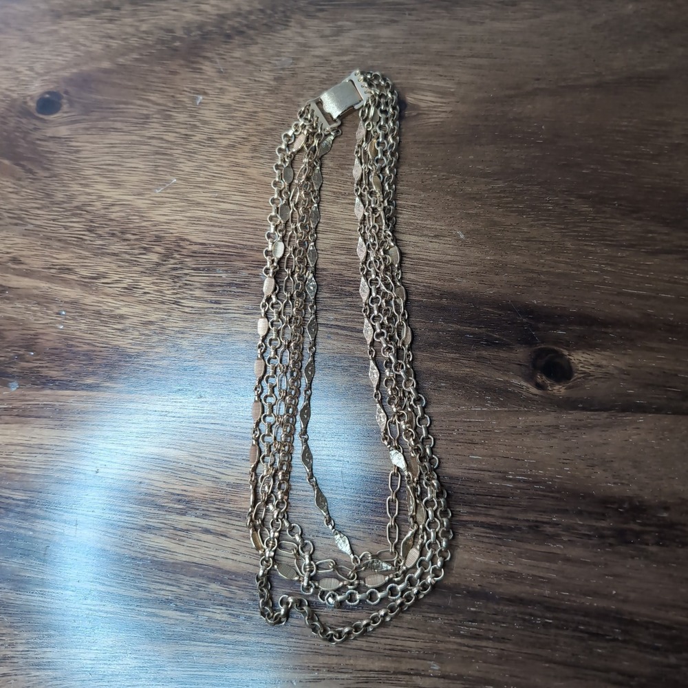Vintage Napier Gold Tone Multi Strand Layered Chain Link Bracelet Clasp 7.5 In